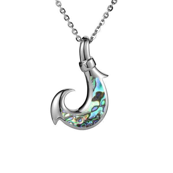 Sterling Silver Abalone Warrior Fish Hook Pendant