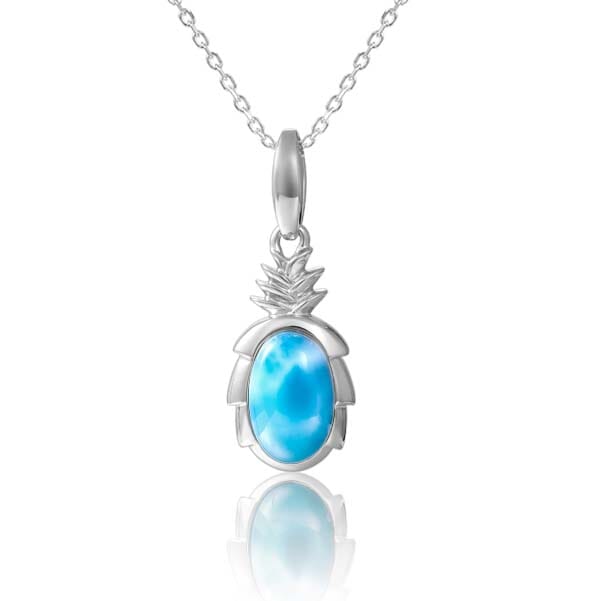 14K White Gold Larimar Pineapple Pendant – Island by Koa Nani