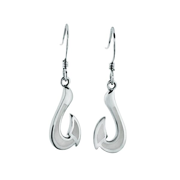 Sterling Silver Mother of Pearl Fish Hook Earrings