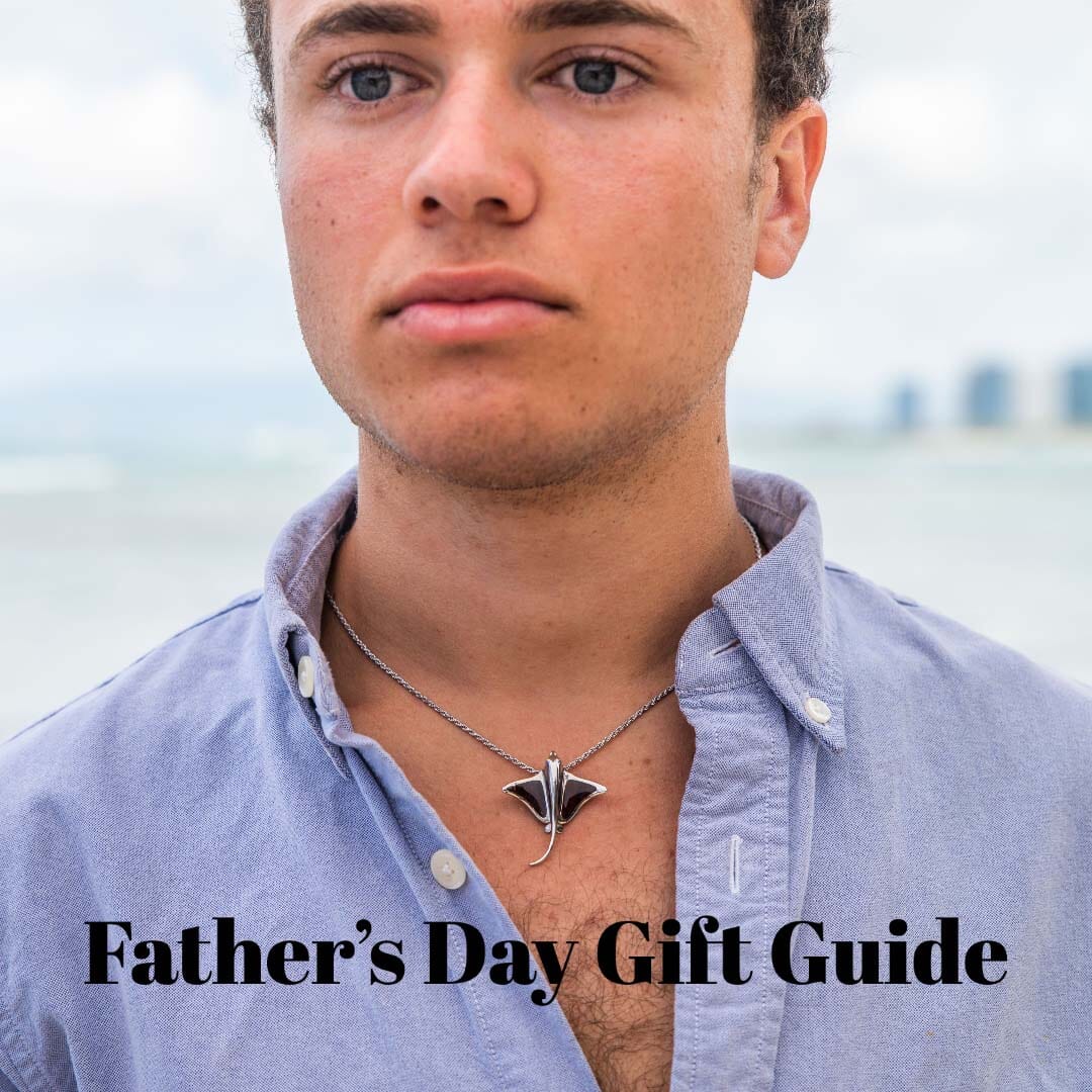 father's day gift guide blog featuring an exotic Bocote wood eagle ray pendant