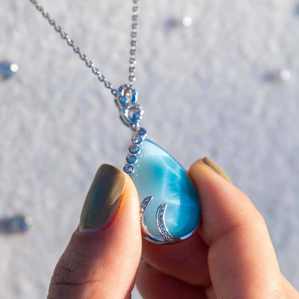 Holiday Gift Guide 2023 featuring larimar tears of joy pendant