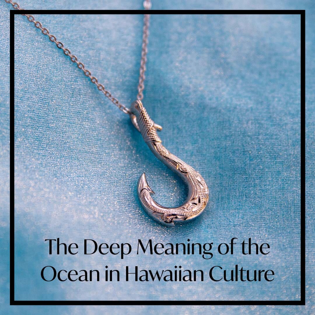 The Deep Meaning of the Ocean in Hawaiian Culture featuring a silver engraved fish hook pendant