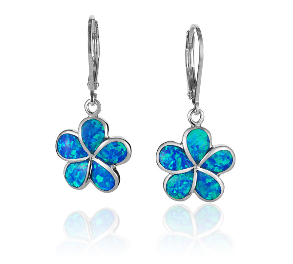 Paradise Opal Plumeria Lever Back Earrings