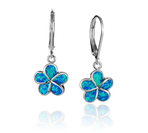 Paradise Opal Plumeria Lever Back Earrings