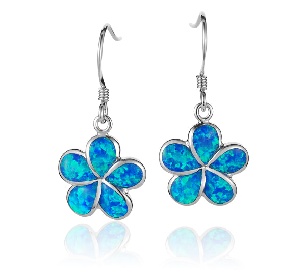 Paradise Opal Plumeria Hook Earrings