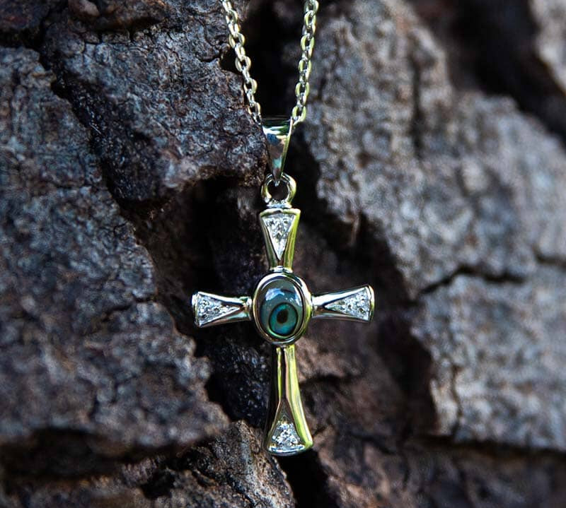 Abalone Centered Cross Pendant Pendant Island by Koa Nani 