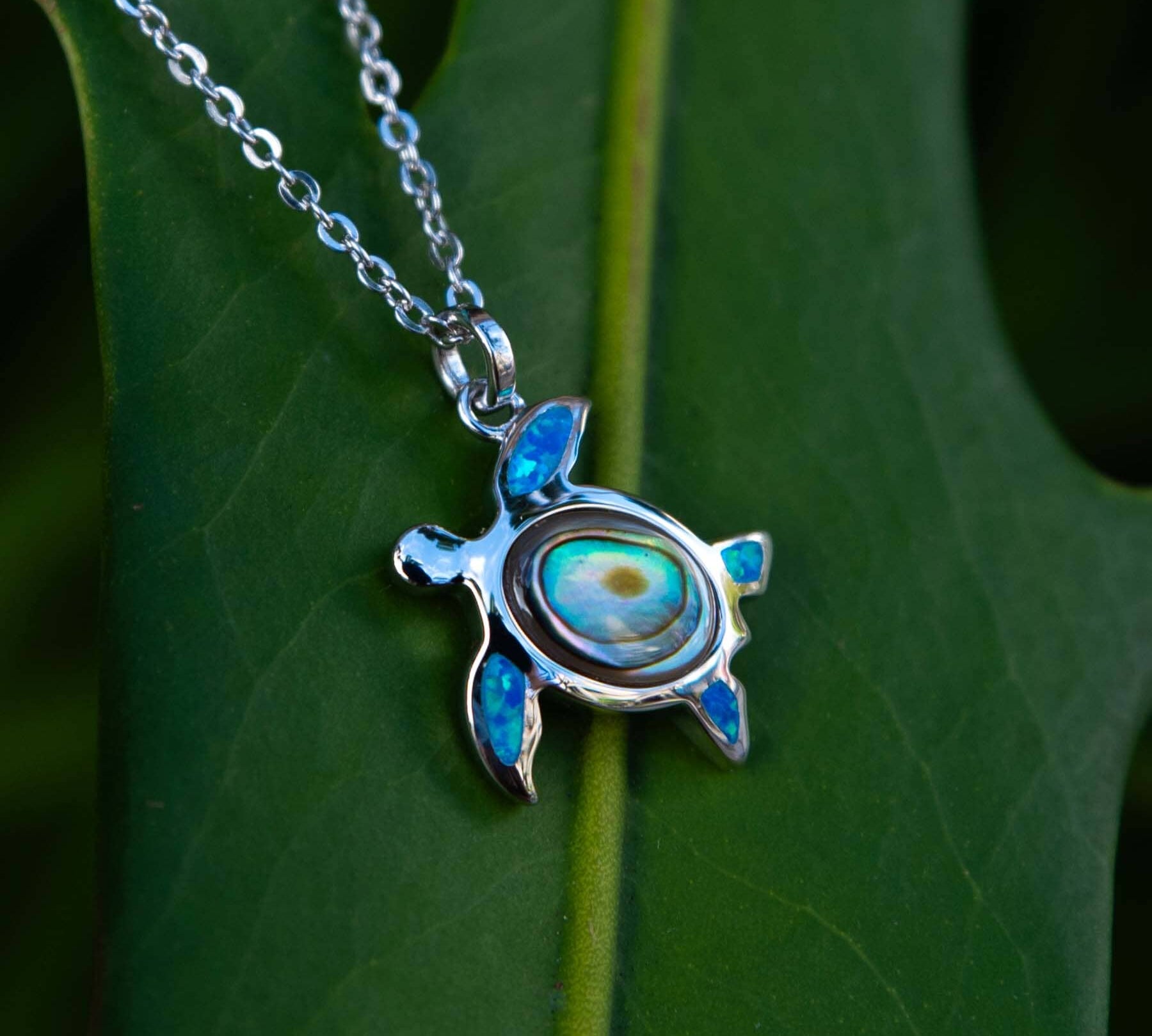 Abalone Lihue Honu Pendant with Opal Pendant Island by Koa Nani 