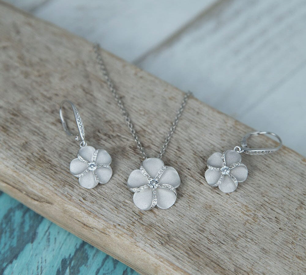 Aloha Plumeria Pendant & Earrings Set Other Island by Koa Nani 