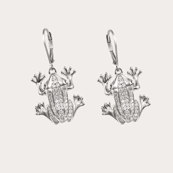 diamond coqui frog lever back earrings