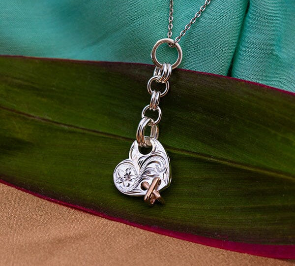 Engraved Chained Heart Pendant Pendant Island by Koa Nani 