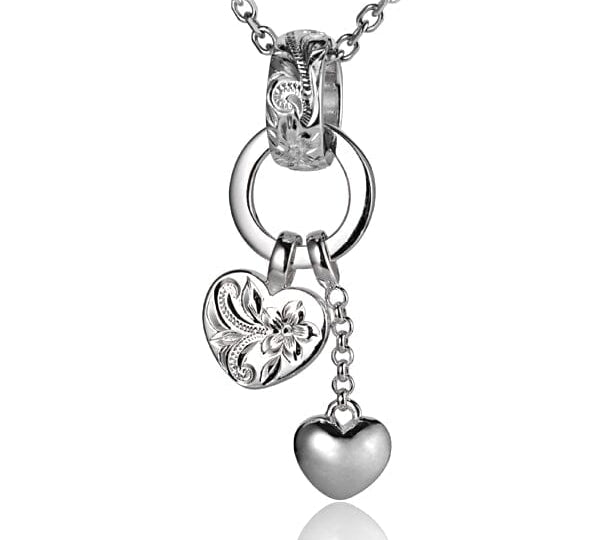 Engraved Heart Charm Pendant Pendant Island by Koa Nani Silver 