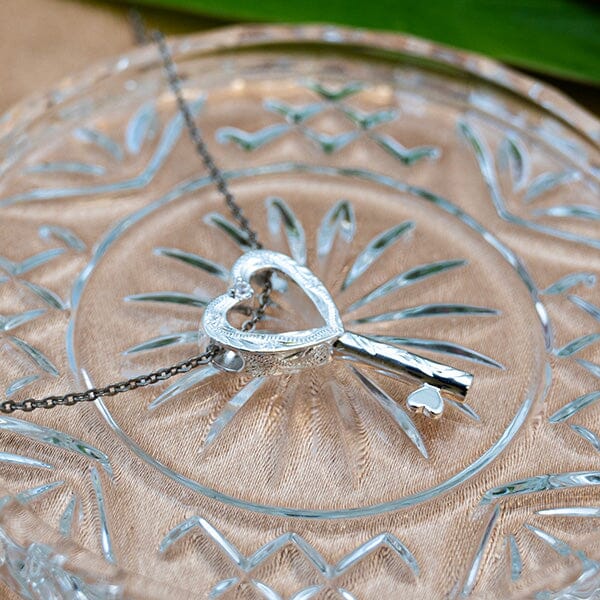 Engraved Heart Key Pendant Pendant Island by Koa Nani 