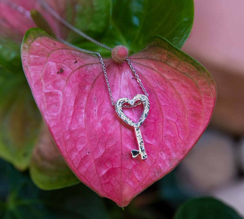 Engraved Heart Key Pendant Pendant Island by Koa Nani 