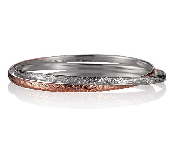 Engraved Maile & Scroll Bangle Set Bangle Island by Koa Nani 