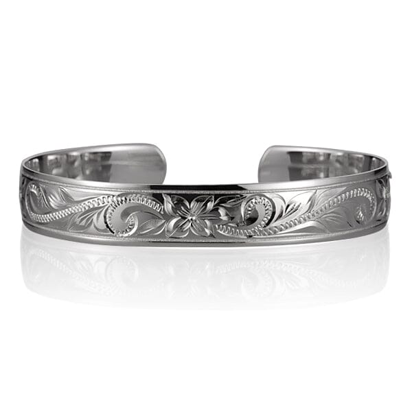 Engraved Plumeria Cuff Bangle Bangle Island by Koa Nani 