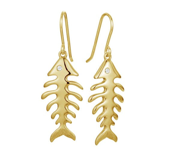 Fishbone Earrings Earrings Island by Koa Nani Yellow Gold 