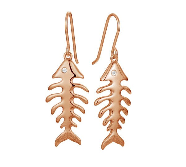 Fishbone Earrings Earrings Island by Koa Nani Rose Gold 