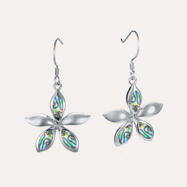 garden abalone collection features a jasmine earrings with iridescent green abalone shell