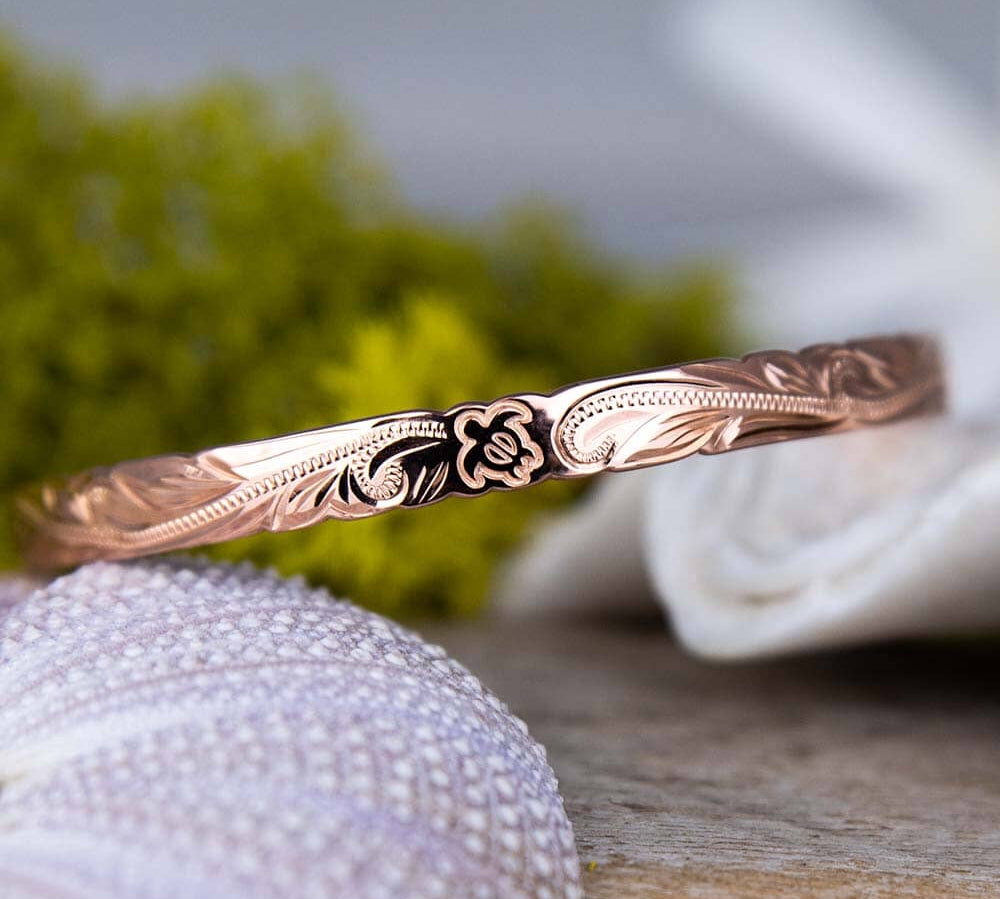 Honu Engraved Bangle Bangle Island by Koa Nani Rose Gold Large (10mm) 