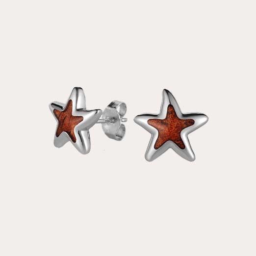 koa wood starfish earrings