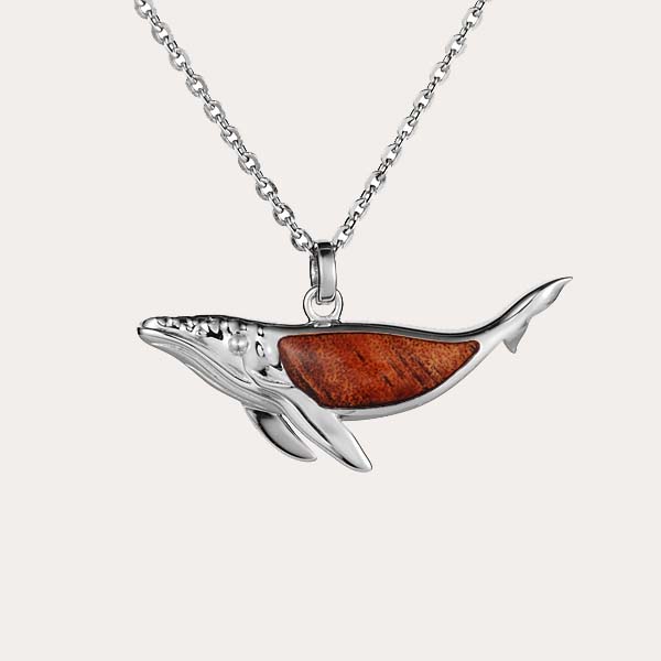 koa wood sea life collection featuring koa wood humpback whale pendant