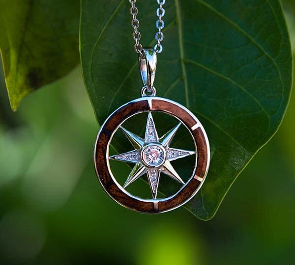 Koa Wood Compass Pendant Pendant Island by Koa Nani 