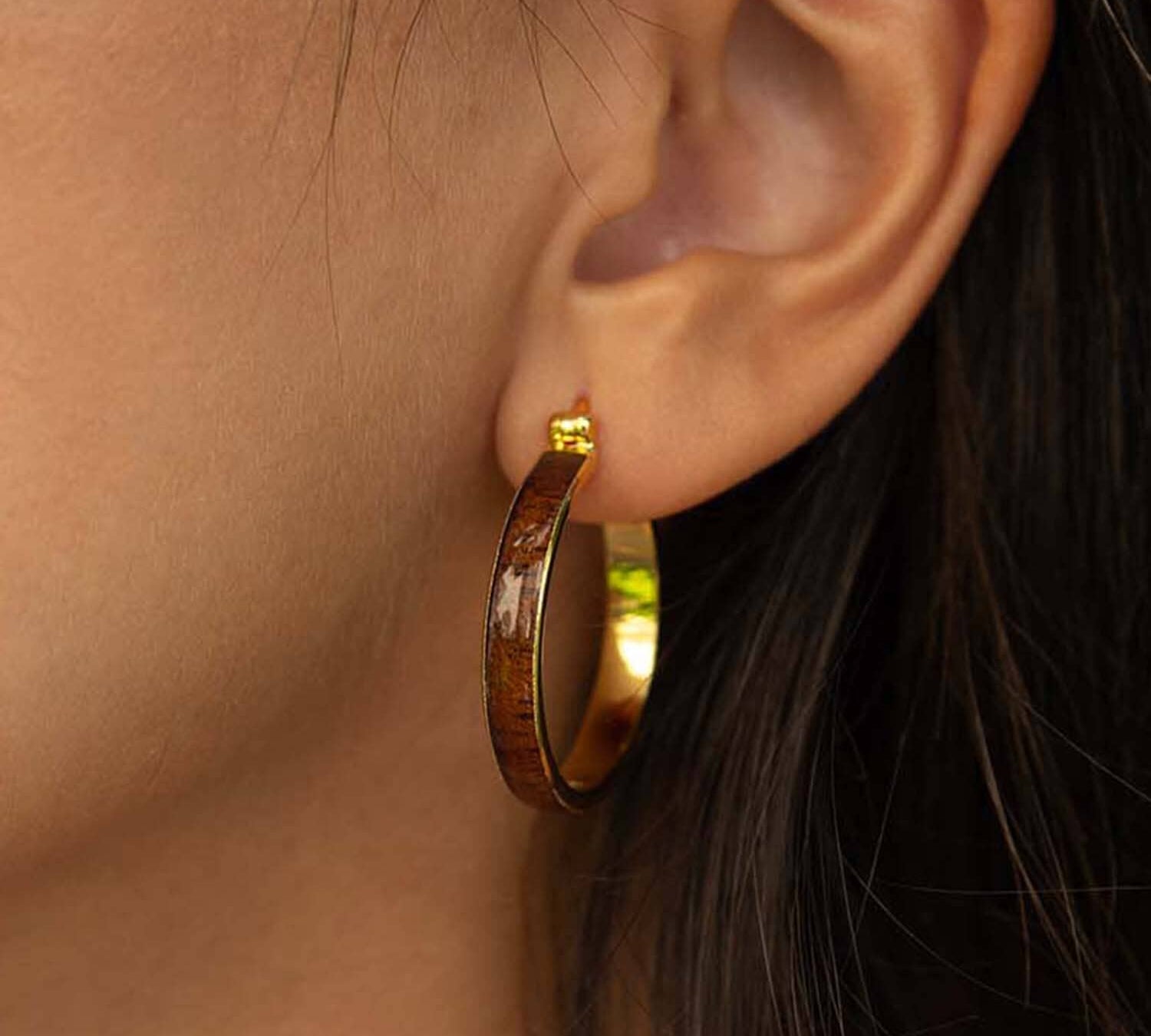 Koa Wood Hoop Earrings Earrings Island by Koa Nani 