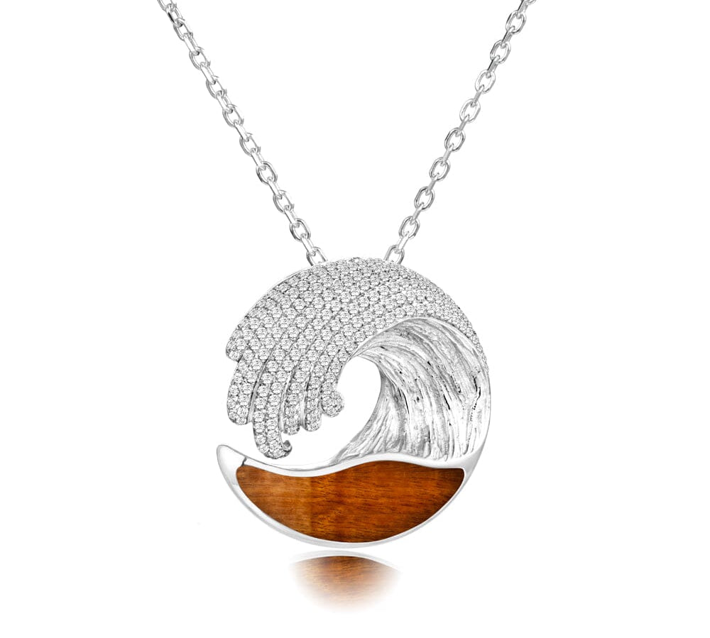 Koa Wood Ocean Wave Pendant Pendant Island by Koa Nani Large 