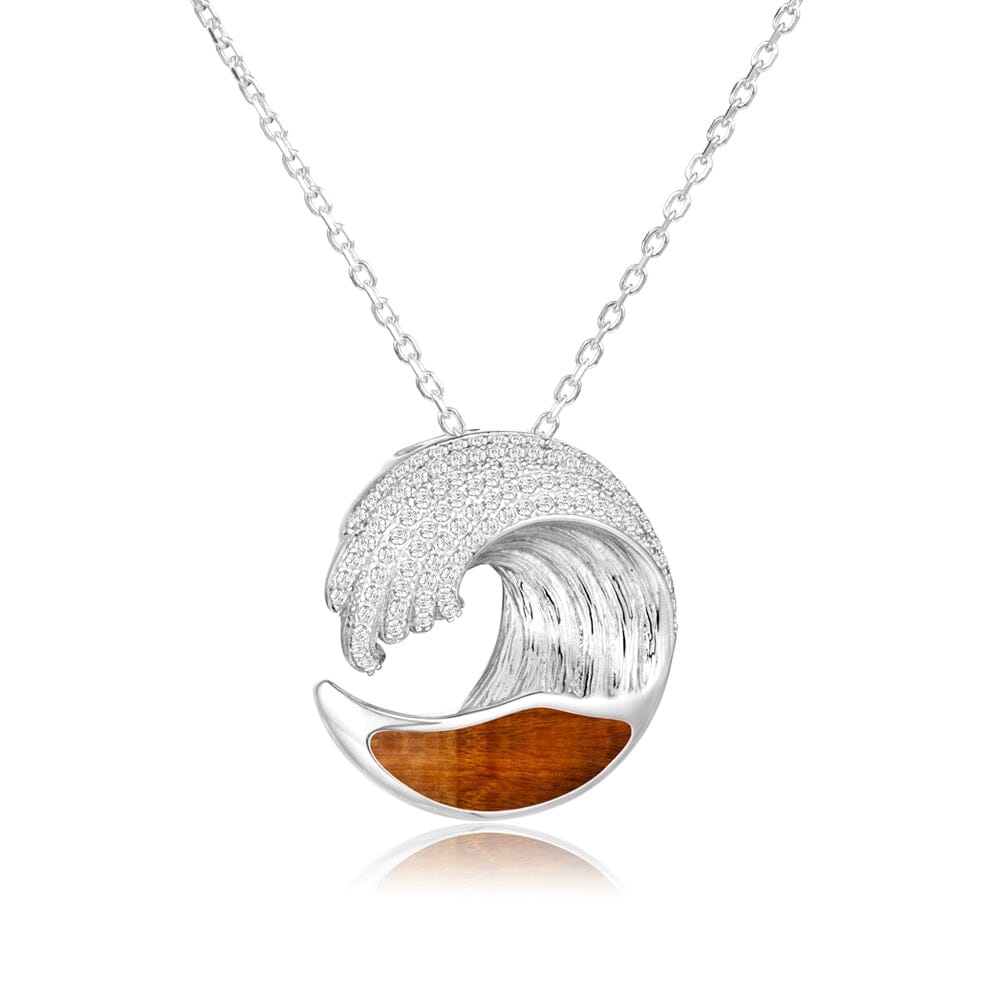 Koa Wood Ocean Wave Pendant Pendant Island by Koa Nani Medium 