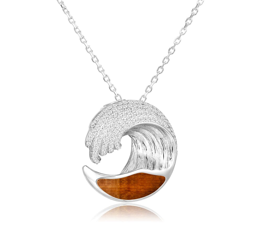 Koa Wood Ocean Wave Pendant Pendant Island by Koa Nani Medium 