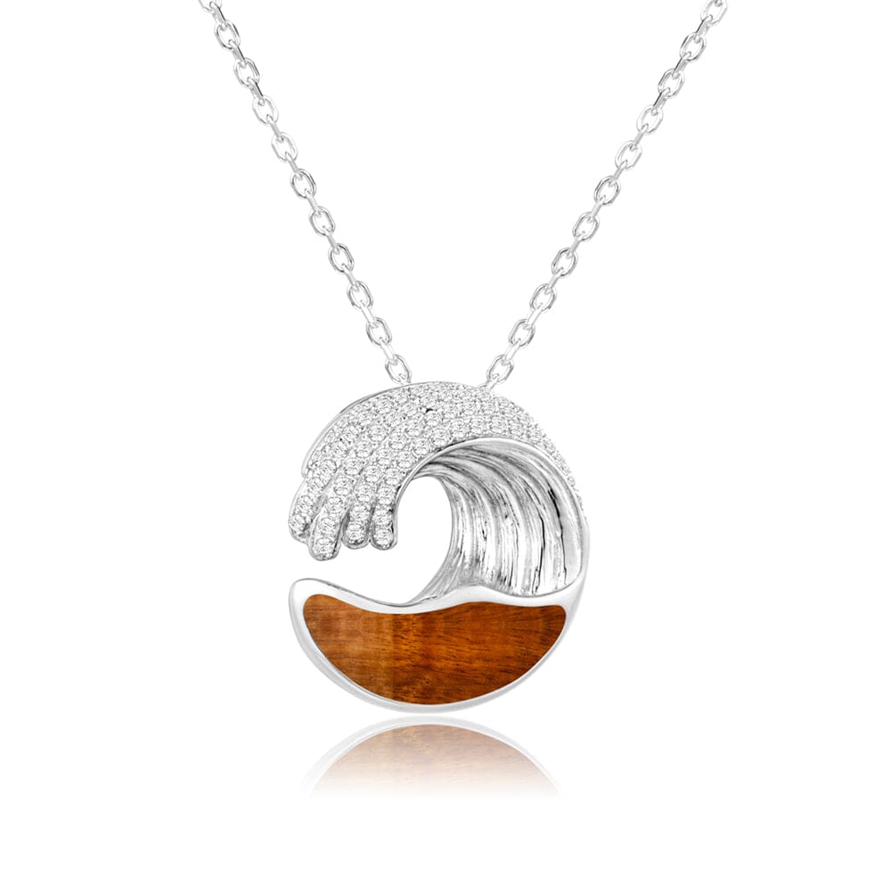 Koa Wood Ocean Wave Pendant Pendant Island by Koa Nani Small 