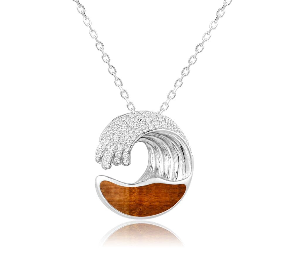 Koa Wood Ocean Wave Pendant Pendant Island by Koa Nani Small 