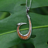 Koa Wood Opelu Fish Hook Reversible Pendant Pendant Island by Koa Nani 