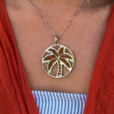 Koa Wood Palm Tree Medallion Pendant Island by Koa Nani 