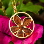 Koa Wood Plumeria Medallion Pendant Island by Koa Nani 