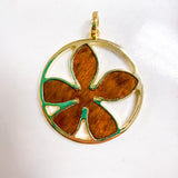 Koa Wood Plumeria Medallion Pendant Island by Koa Nani Gold 