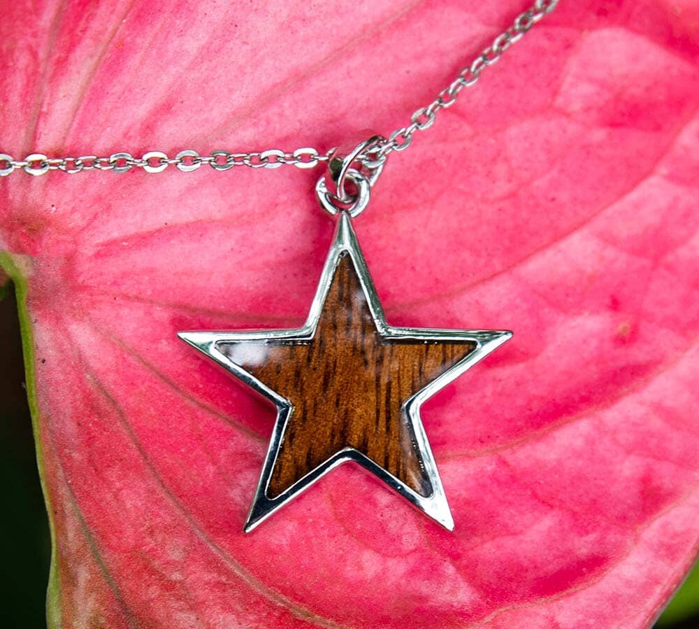 Koa Wood Star Reversible Pendant Pendant Island by Koa Nani 