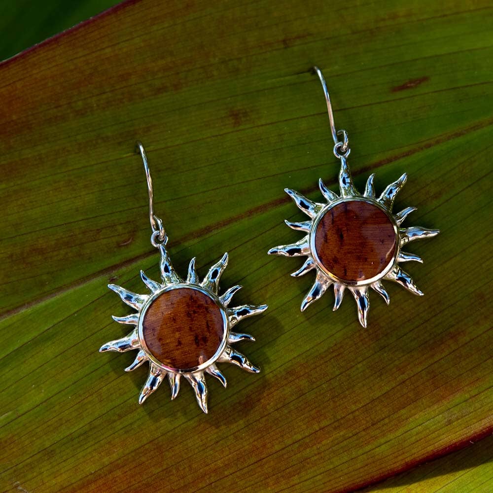 Koa Wood Sun Earrings Earrings Island by Koa Nani 