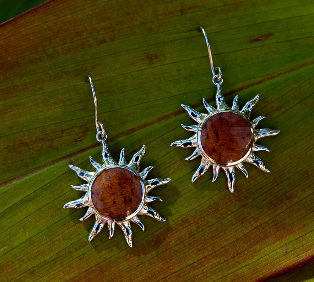 Koa Wood Sun Earrings Earrings Island by Koa Nani 