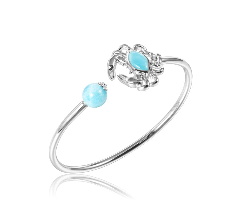 Larimar Blue Crab Bangle with Bead Bangle Island by Koa Nani 