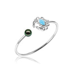 Larimar Blue Crab Bangle with Tahitian Pearl Bangle Island by Koa Nani 