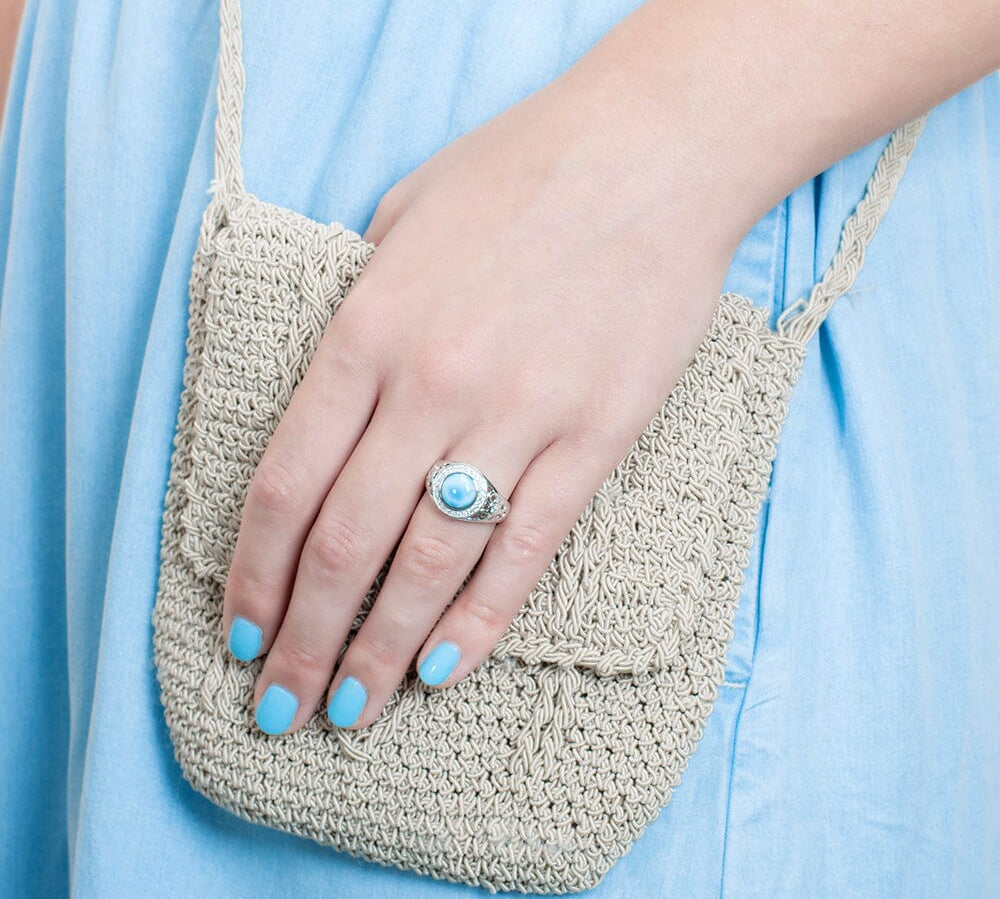 Larimar Circle Cocktail Ring Ring Island by Koa Nani 