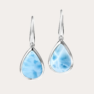 ocean blue larimar earrings with classic design