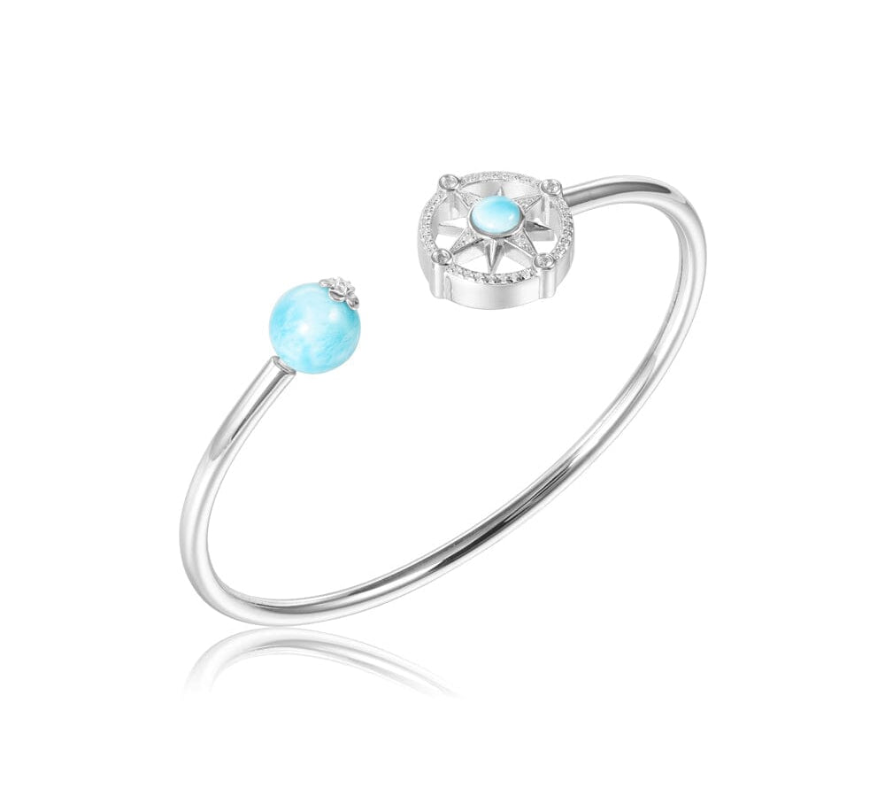 Larimar Compass Bangle with Bead Bangle Island by Koa Nani 