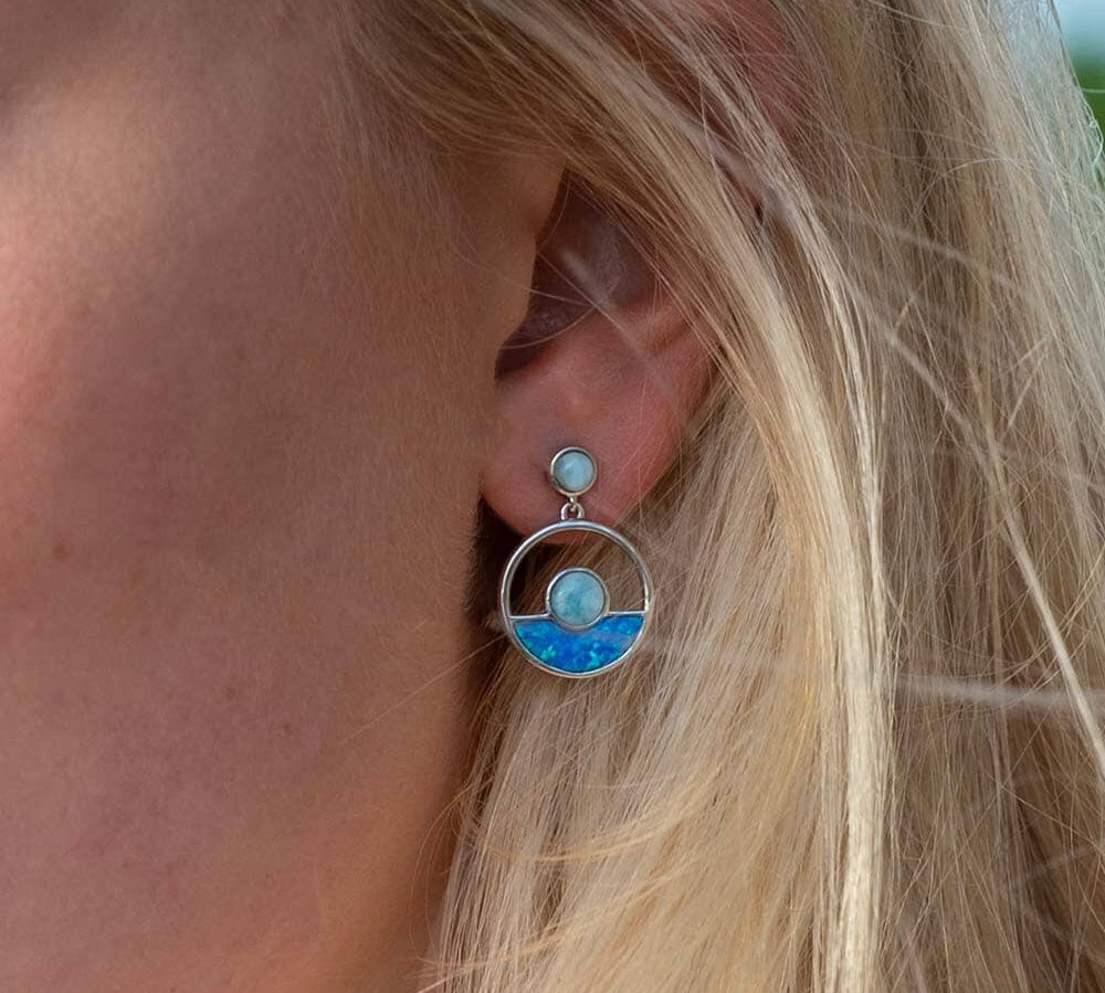 Larimar Horizon Earrings with Opal Earrings Island by Koa Nani 