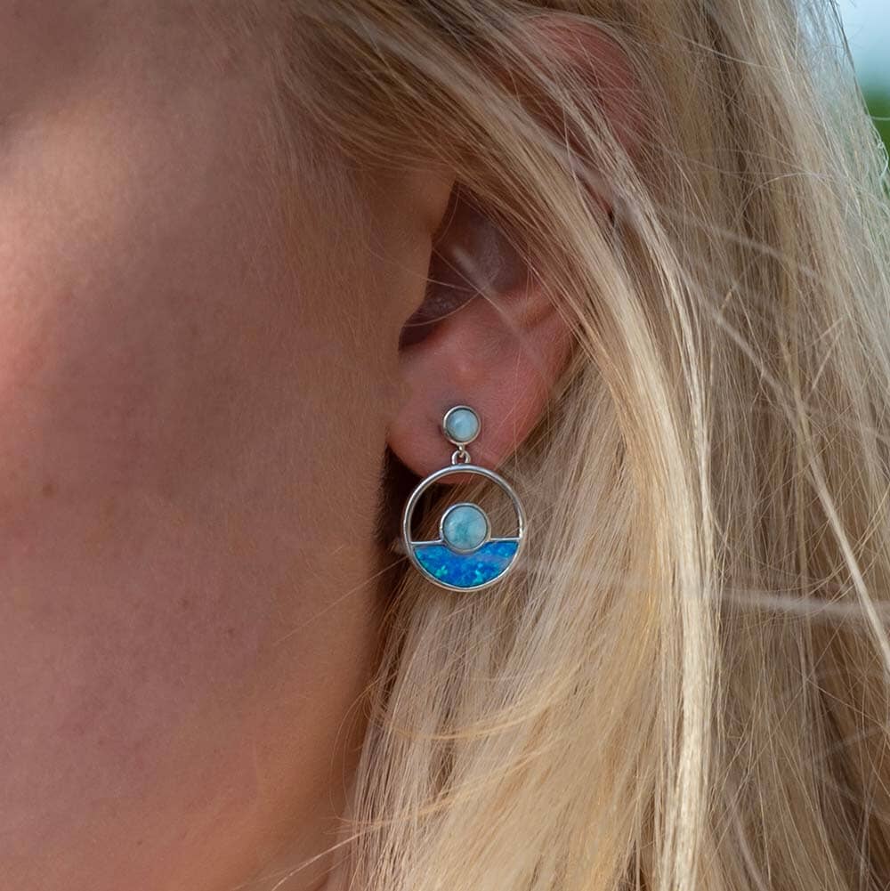 Larimar Horizon Earrings with Opal Earrings Island by Koa Nani 