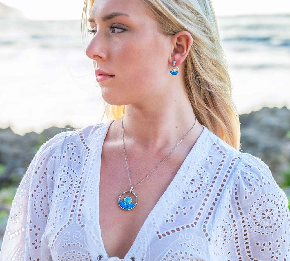 Larimar Horizon Earrings with Opal Earrings Island by Koa Nani 