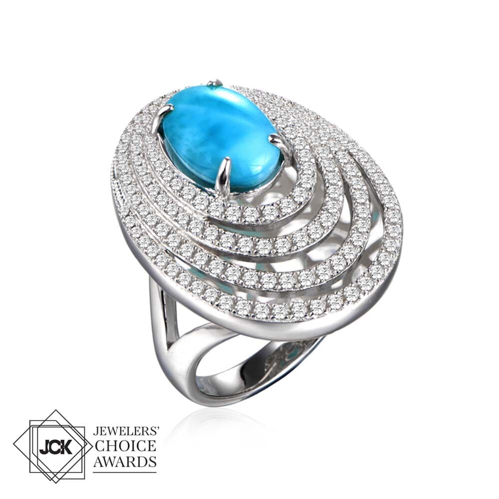 Larimar Lili'u Cocktail Ring Ring Island by Koa Nani 