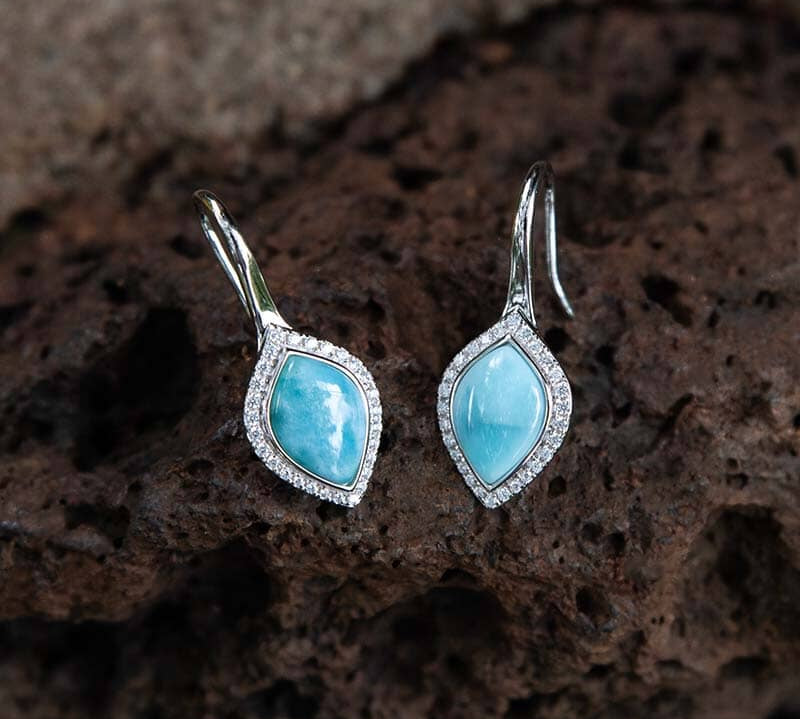 Larimar Mandorla Earrings Earrings Island by Koa Nani 