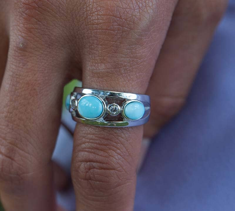 Larimar Moon Phase Cocktail Ring Ring Island by Koa Nani 